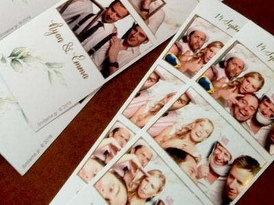 Εκτυπωμένες φωτογραφίες - photostrips από το Smileme Photobooth από γάμο στο χωριό του Μπούα στα Δανίλια στην Κέρκυρα